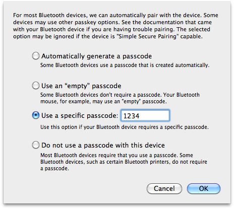 Choosing a passcode