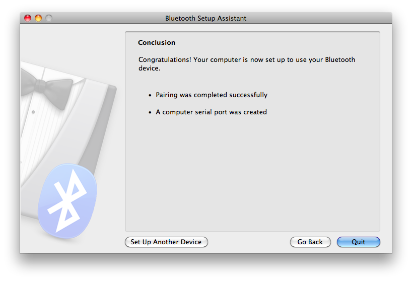 Successfully paired bluetooth serial module